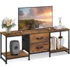 imageWLIVE TV Stand Dresser with 2 Drawers Entertainment Center for 50 Inch TV with Open Storage Shelves Industrial Media Console for Bedroom Living Room BlackRustic Brown