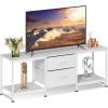 imageWLIVE TV Stand Dresser with 2 Drawers Entertainment Center for 50 Inch TV with Open Storage Shelves Industrial Media Console for Bedroom Living Room BlackWhite