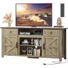 imageWLIVE TV Stand for 65 70 75 inch TV Modern Farmhouse Entertainment Center with Builtin Power Outlet TV Console with Storage Cabinets amp Drawers for Living Room BlackGray Oak
