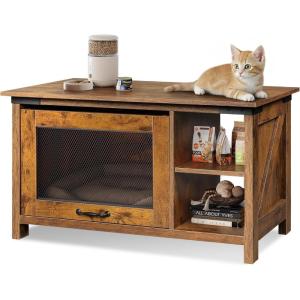 imageWLIVE Cat Litter Box Enclosure Hidden Litter Box Furniture with Cat Teaser Fit Most of Litter Box Farmhouse Indoor Pet House Coffee Table End Table for Living Room WhiteRustic Brown