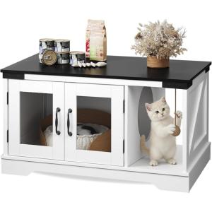 imageWLIVE Coffee Table with Storage 2in1 Modern Center Table Cat House Furniture with Cat Teaser for Living Room Home Black