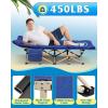 imageWLIVE 1200D Double Layer Oxford Camping Cots for Adults Folding Cots for Sleeping with Mattress Outdoor Folding Bed with Carry Bag Portable Camping Bed for Sleeping Resting Camping BlackBlue