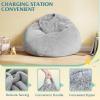 imageWLIVE 2 Pcs Bean Bag Chair Inflatable Comfy Chair for Adults Kids Suit for Dorm Gaming Room BlackGrey