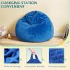 imageWLIVE 2 Pcs Bean Bag Chair Inflatable Comfy Chair for Adults Kids Suit for Dorm Gaming Room BlackNavy Blue