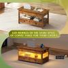 imageWLIVE 39 Coffee Table Lift Top Coffee Table with Drawers Large Hidden Compartment and Open Storage Shelf Wooden Lift Tabletop for Living Room Rustic Brown