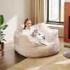 imageWLIVE 43 Giant Bean Bag Chair Bean Bag Sofa with Armrests for Adults Bean Bag Couch with HighDensity Memory Foam for Livingroom Bedroom BeigeBeige