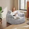 imageWLIVE 43 Giant Bean Bag Chair Bean Bag Sofa with Armrests for Adults Bean Bag Couch with HighDensity Memory Foam for Livingroom Bedroom BeigeGrey