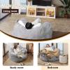 imageWLIVE 43 Giant Bean Bag Chair Bean Bag Sofa with Armrests for Adults Bean Bag Couch with HighDensity Memory Foam for Livingroom Bedroom BeigeGrey