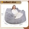 imageWLIVE 43 Giant Bean Bag Chair Bean Bag Sofa with Armrests for Adults Bean Bag Couch with HighDensity Memory Foam for Livingroom Bedroom BeigeGrey