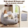 imageWLIVE 43 Giant Bean Bag Chair Bean Bag Sofa with Armrests for Adults Bean Bag Couch with HighDensity Memory Foam for Livingroom Bedroom BeigeGrey