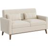 imageWLIVE 62 Loveseat Sofa Mid Century Modern Small Couches for Living Room Button Tufted Upholstered Couch for Bedroom Solid Wood Frame Easy to Install Furniture BeigeBeige