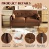 imageWLIVE 62 Loveseat Sofa Mid Century Modern Small Couches for Living Room Button Tufted Upholstered Couch for Bedroom Solid Wood Frame Easy to Install Furniture BeigeBrown