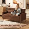 imageWLIVE 62 Loveseat Sofa Mid Century Modern Small Couches for Living Room Button Tufted Upholstered Couch for Bedroom Solid Wood Frame Easy to Install Furniture BeigeBrown