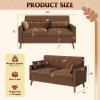 imageWLIVE 62 Loveseat Sofa Mid Century Modern Small Couches for Living Room Button Tufted Upholstered Couch for Bedroom Solid Wood Frame Easy to Install Furniture BeigeBrown