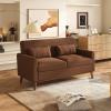 imageWLIVE 62 Loveseat Sofa Mid Century Modern Small Couches for Living Room Button Tufted Upholstered Couch for Bedroom Solid Wood Frame Easy to Install Furniture BeigeBrown