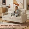 imageWLIVE 62 Loveseat Sofa Mid Century Modern Small Couches for Living Room Button Tufted Upholstered Couch for Bedroom Solid Wood Frame Easy to Install Furniture BeigeBeige