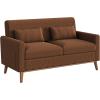 imageWLIVE 62 Loveseat Sofa Mid Century Modern Small Couches for Living Room Button Tufted Upholstered Couch for Bedroom Solid Wood Frame Easy to Install Furniture BeigeBrown