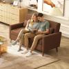 imageWLIVE 62 Loveseat Sofa Mid Century Modern Small Couches for Living Room Button Tufted Upholstered Couch for Bedroom Solid Wood Frame Easy to Install Furniture BeigeBrown