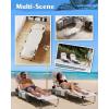 imageWLIVE Beach Lounge Chair for Adults 4Position Folding Tanning Chairs with Face Hole 2 Legs Support Portable Outdoor Chair for Beach Pool RedBeige