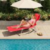 imageWLIVE Beach Lounge Chair for Adults 4Position Folding Tanning Chairs with Face Hole 2 Legs Support Portable Outdoor Chair for Beach Pool RedRed
