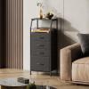 imageWLIVE Black Fabric Dresser for Bedroom Tall Nightstand with 5 Drawers amp 2 Open Shelves Modern Night Stand Organizer Sturdy Steel Frame Bedside TableBlack