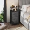 imageWLIVE Black Fabric Dresser for Bedroom Tall Nightstand with 5 Drawers amp 2 Open Shelves Modern Night Stand Organizer Sturdy Steel Frame Bedside TableBlack