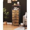 imageWLIVE Black Fabric Dresser for Bedroom Tall Nightstand with 5 Drawers amp 2 Open Shelves Modern Night Stand Organizer Sturdy Steel Frame Bedside TableRustic Brown Wood Grain Print
