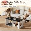 imageWLIVE Coffee Table 2in1 Cat Wood Coffee Table with Lagre Storage Tabletop Modern Center Table Cat House with Cat Scratching Pad Cat Teaser for Living Room Balcony Black
