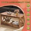 imageWLIVE Coffee Table Farmhouse Coffee Table with Open Storage 315 Wood Square Living Room Tables Rustic Dining Cocktail Center Table for Living Room Grey amp WhiteRustic Brown