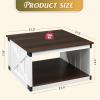 imageWLIVE Coffee Table Farmhouse Coffee Table with Open Storage 315 Wood Square Living Room Tables Rustic Dining Cocktail Center Table for Living Room Grey amp WhiteEspresso