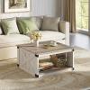 imageWLIVE Coffee Table Farmhouse Coffee Table with Open Storage 315 Wood Square Living Room Tables Rustic Dining Cocktail Center Table for Living Room Grey amp WhiteWhite