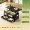 imageWLIVE Coffee Table Lift Top Coffee Table with Drawers Large Hidden Compartment and Open Storage Shelf Wooden Lift Tabletop Dining Table for Living Room Black