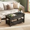 imageWLIVE Coffee Table Lift Top Coffee Table with Drawers Large Hidden Compartment and Open Storage Shelf Wooden Lift Tabletop Dining Table for Living Room Black