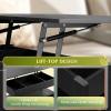 imageWLIVE Coffee Table Lift Top Coffee Table with Drawers Large Hidden Compartment and Open Storage Shelf Wooden Lift Tabletop Dining Table for Living Room Black