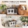 imageWLIVE Coffee Table with Storage 2in1 Modern Center Table Cat House Furniture with Cat Teaser for Living Room Home White
