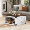 imageWLIVE Farmhouse Coffee Table with Storage Square Coffee Table with FlipTop Lids Center Table for Living Room Bedroom Home Office Grey OakEspresso