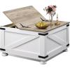 imageWLIVE Farmhouse Coffee Table with Storage Square Coffee Table with FlipTop Lids Center Table for Living Room Bedroom Home Office Grey OakWhite