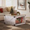 imageWLIVE Farmhouse Coffee Table with Storage Square Coffee Table with FlipTop Lids Center Table for Living Room Bedroom Home Office Grey OakWhite