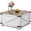 imageWLIVE Farmhouse Coffee Table with Storage Square Coffee Table with FlipTop Lids Center Table for Living Room Bedroom Home Office Grey OakWhite