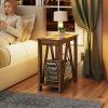 imageWLIVE Farmhouse End Table Narrow Side Table with Charging Station Slim End Table Side Table for Bedroom Living Room Small Spaces 2 USB and 2 Power Outlets Rustic BrownRustic Brown
