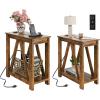 imageWLIVE Farmhouse End Table Narrow Side Table with Charging Station Slim End Table Side Table for Bedroom Living Room Small Spaces 2 USB and 2 Power Outlets Rustic BrownRustic Brown