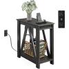 imageWLIVE Farmhouse End Table Narrow Side Table with Charging Station Slim End Table Side Table for Bedroom Living Room Small Spaces 2 USB and 2 Power Outlets Rustic BrownCharcoal Black