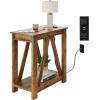imageWLIVE Farmhouse End Table Narrow Side Table with Charging Station Slim End Table Side Table for Bedroom Living Room Small Spaces 2 USB and 2 Power Outlets Rustic BrownRustic Brown