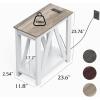imageWLIVE Farmhouse End Table Narrow Side Table with Charging Station Slim End Table Side Table for Bedroom Living Room Small Spaces 2 USB and 2 Power Outlets Rustic BrownGreige