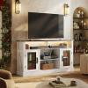 imageWLIVE Farmhouse TV Stand for 65 Inch TV Tall Entertainment Center with LED Lights amp Storage Cabinets TV Media Console Table with Adjustable Shelf for Living Room Bedroom Home Theater BlackWhite