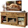 imageWLIVE Farmhouse TV Stand up to 65 Inch TV with 2 Storage Drawers amp Open Shelves Entertainment Center with Small DogCat House TV Cabinet for Living Room BedroomDog Crate Furniture Milk WhiteRetro Brown