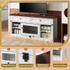 imageWLIVE Farmhouse TV Stand up to 65 Inch TV with 2 Storage Drawers amp Open Shelves Entertainment Center with Small DogCat House TV Cabinet for Living Room BedroomDog Crate Furniture Milk WhiteMilk White