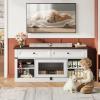 imageWLIVE Farmhouse TV Stand up to 65 Inch TV with 2 Storage Drawers amp Open Shelves Entertainment Center with Small DogCat House TV Cabinet for Living Room BedroomDog Crate Furniture Milk WhiteMilk White