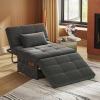 imageWLIVE Folding Ottoman Sleeper Chair 4in1 MultiFunction Convertible Sofa Bed Foot Rest with Adjustable Back for Living Room Dark GreyDark Grey