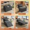 imageWLIVE Folding Ottoman Sleeper Chair 4in1 MultiFunction Convertible Sofa Bed Foot Rest with Adjustable Back for Living Room Dark GreyDark Grey